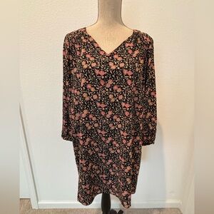 Old Navy Black and Pink Floral Long Sleeve Dress